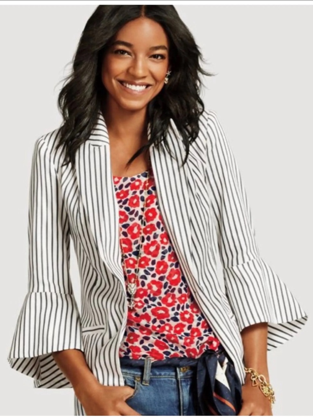 CAbi Bell Sleeve Stripe Blazer